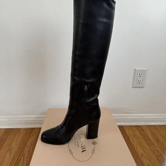 PRADA knee high leather boots Size 40/9.5 US ($1600) - Picture 6 of 11